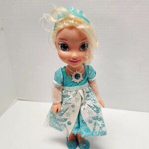 Disney Frozen Snow Flake Glow Elsa Doll Dress Tiara Shoes English Spanish